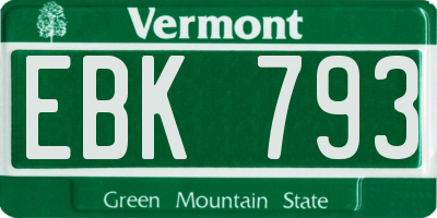 VT license plate EBK793
