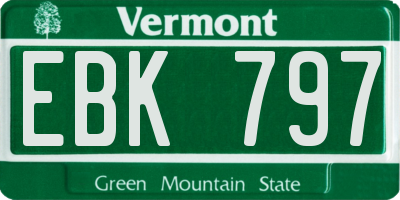 VT license plate EBK797