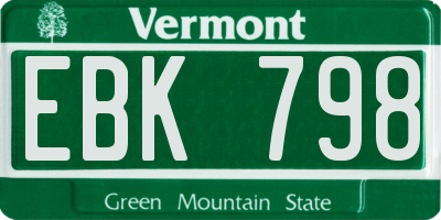 VT license plate EBK798