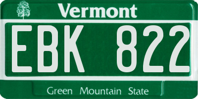 VT license plate EBK822