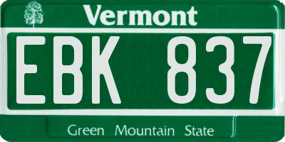 VT license plate EBK837