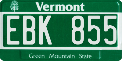 VT license plate EBK855