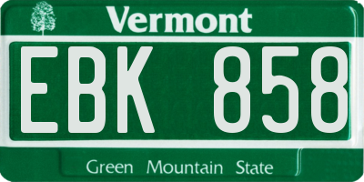 VT license plate EBK858