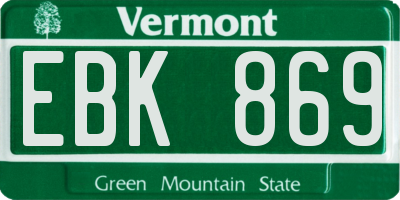 VT license plate EBK869