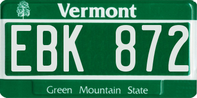 VT license plate EBK872