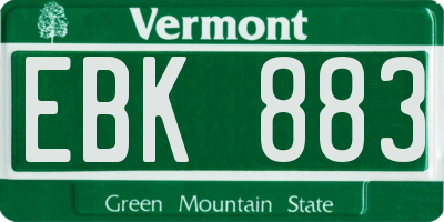 VT license plate EBK883