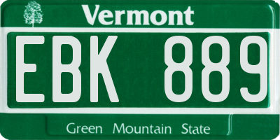 VT license plate EBK889