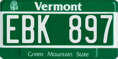 VT license plate EBK897