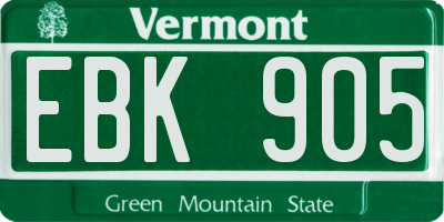 VT license plate EBK905