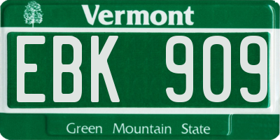 VT license plate EBK909