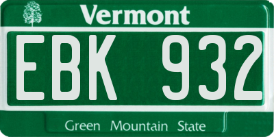 VT license plate EBK932