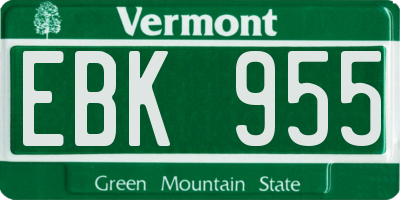 VT license plate EBK955