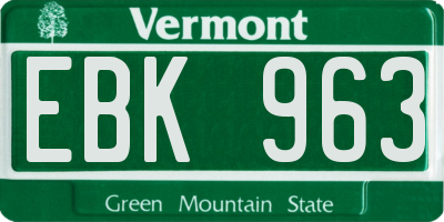 VT license plate EBK963