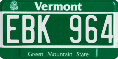 VT license plate EBK964