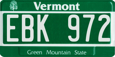 VT license plate EBK972
