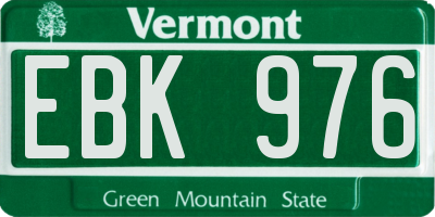VT license plate EBK976