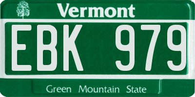 VT license plate EBK979