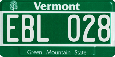 VT license plate EBL028