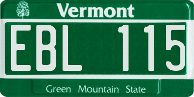 VT license plate EBL115
