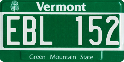 VT license plate EBL152
