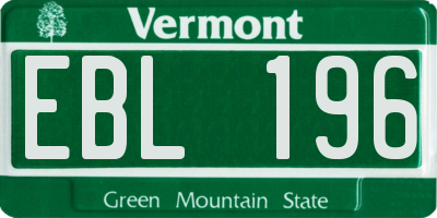 VT license plate EBL196
