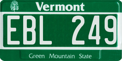 VT license plate EBL249