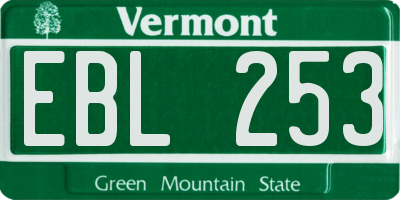 VT license plate EBL253