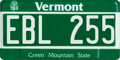 VT license plate EBL255