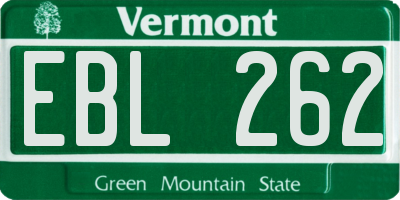 VT license plate EBL262