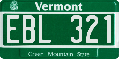 VT license plate EBL321