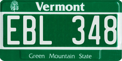 VT license plate EBL348