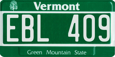 VT license plate EBL409