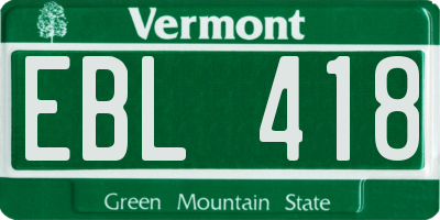 VT license plate EBL418