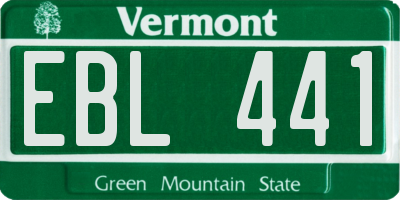VT license plate EBL441