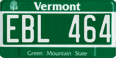 VT license plate EBL464
