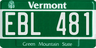 VT license plate EBL481