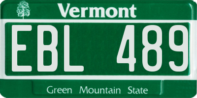 VT license plate EBL489