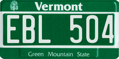 VT license plate EBL504