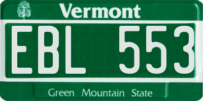 VT license plate EBL553