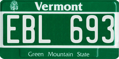 VT license plate EBL693