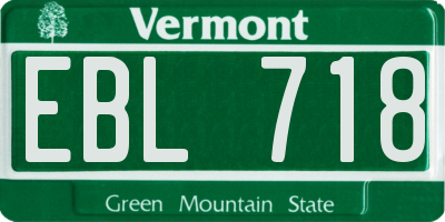 VT license plate EBL718