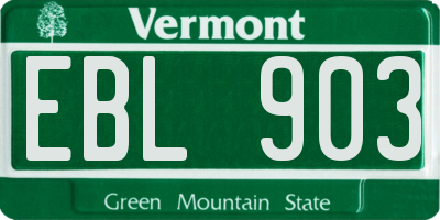 VT license plate EBL903