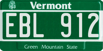 VT license plate EBL912