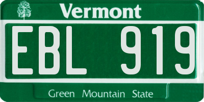 VT license plate EBL919
