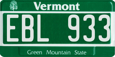 VT license plate EBL933