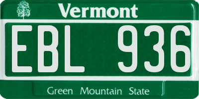 VT license plate EBL936