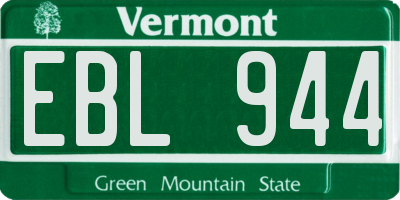 VT license plate EBL944