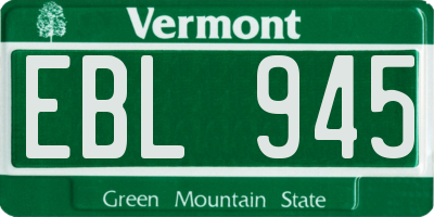 VT license plate EBL945