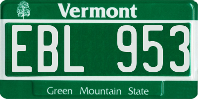 VT license plate EBL953