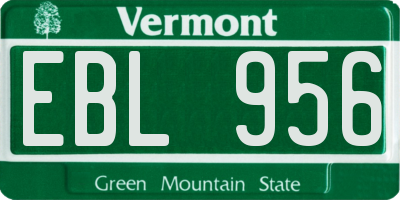 VT license plate EBL956